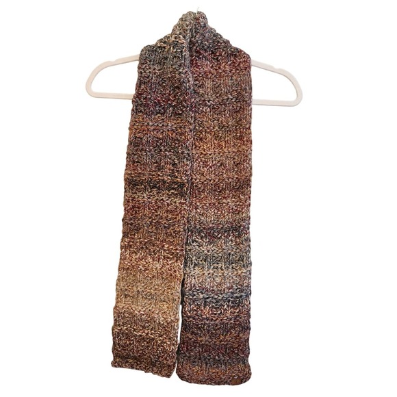 Handmade Loom Knit Brown Colorful Scarf - Picture 4 of 4